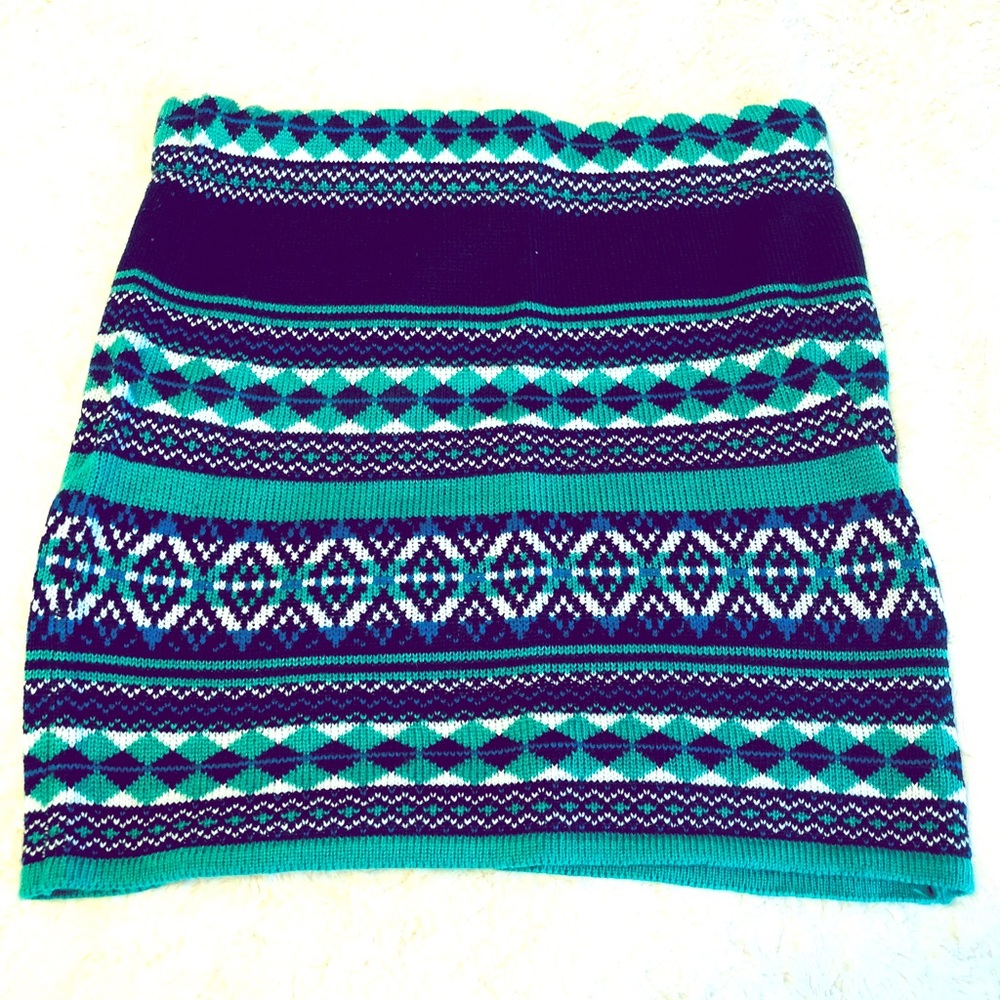 Green Blue White Mini Skirt